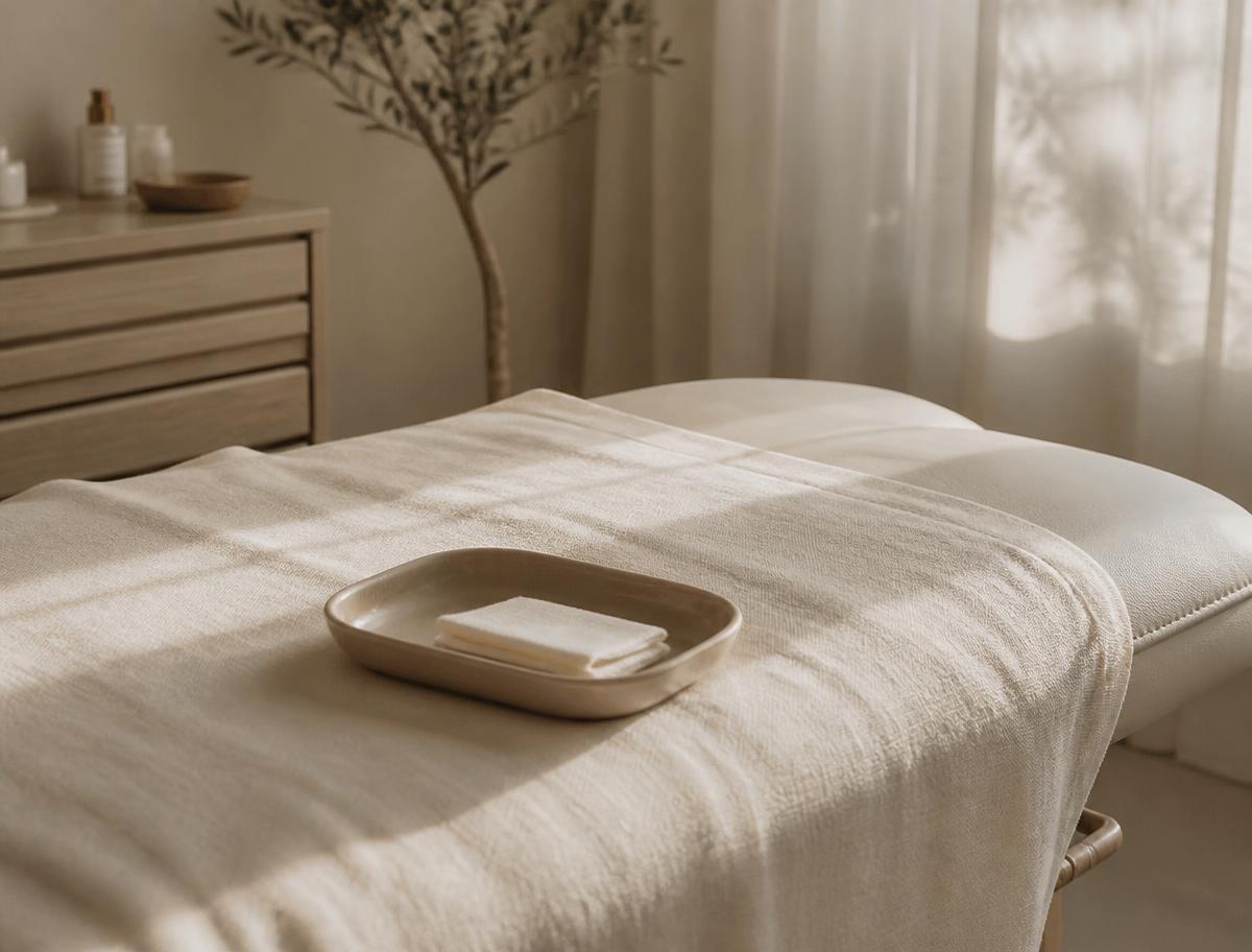 Calm, light-filled treatment room at the Dermagrafix studio